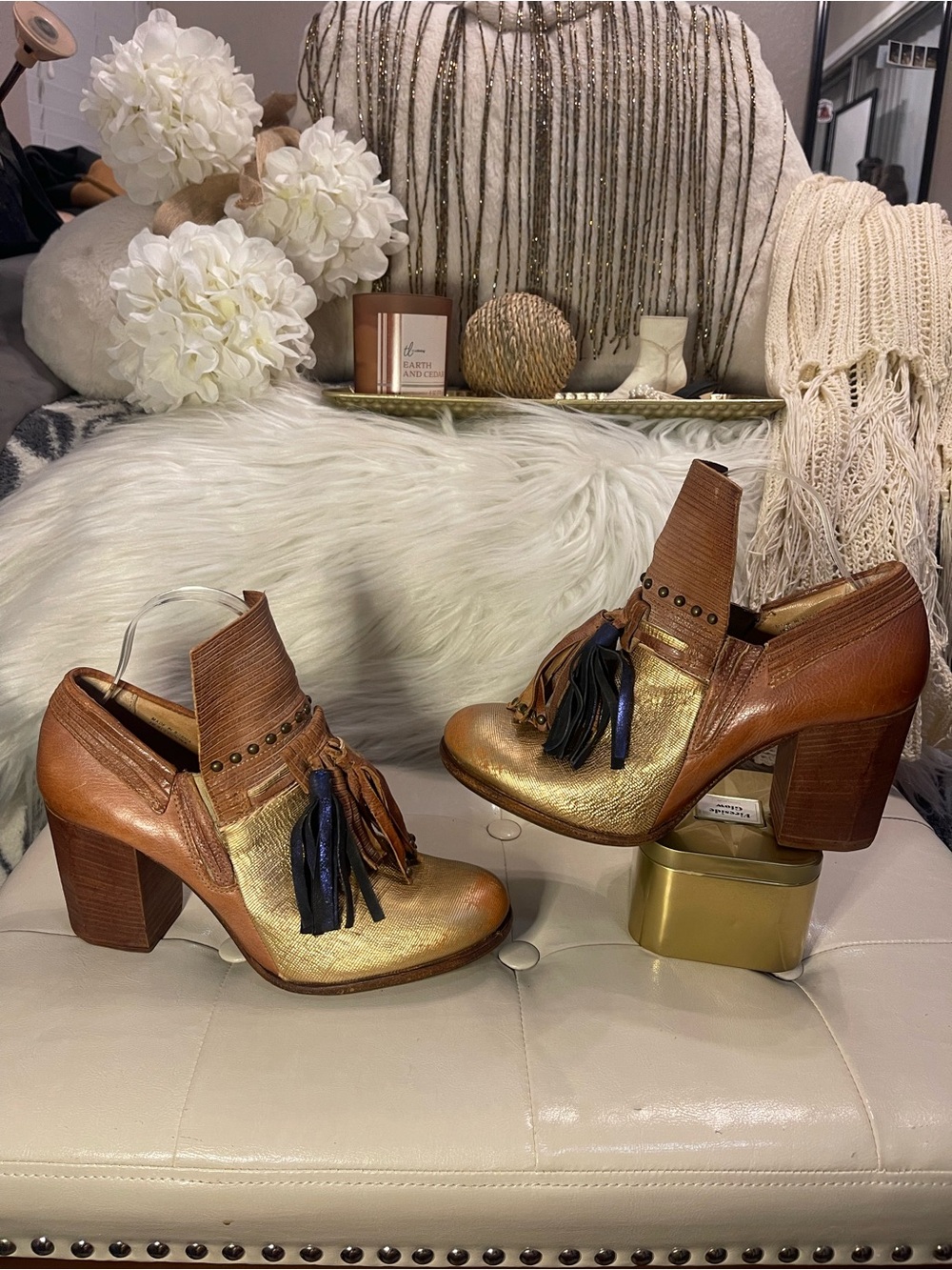 A.S.98 RARE “Morgan” Kiltie Pump/Ankle Bootie in Multi-Tonal Italian Leather